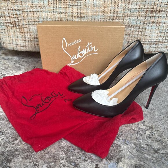 Christian Louboutin black Eloise 100 Nappa Shiny leather high heels - Picture 1 of 8